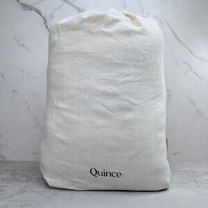 NWOT Quince European Linen Duvet Cover King/Cal King Natural White Mini Stripe
